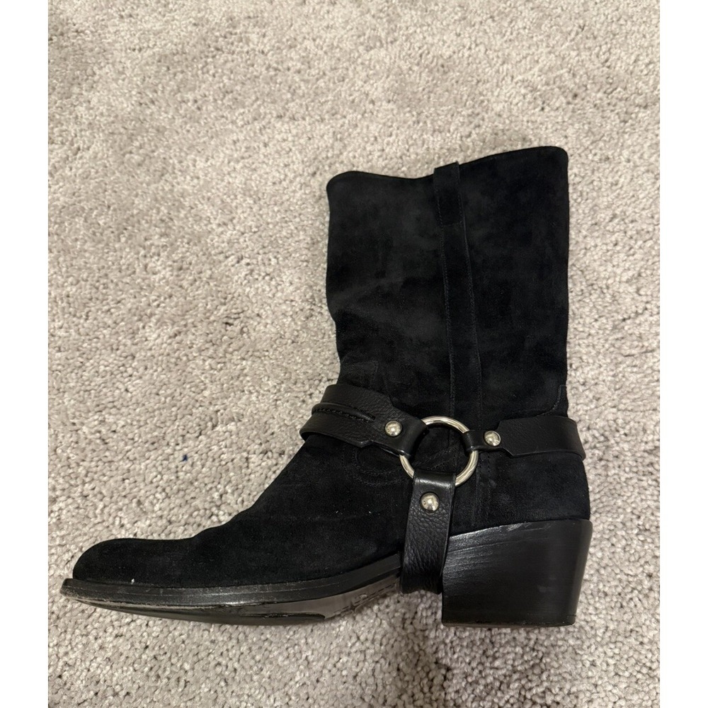 Barbara Bui Biker Moto Suede Ankle Boots Size 8 EU38 Pull On Straps And‎ Ring - Picture 6 of 11